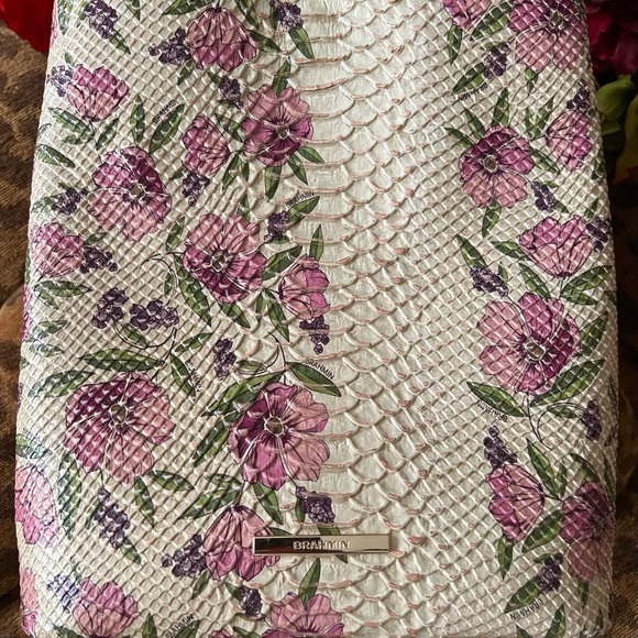 Brahmin Amelia Labyrinth Handbag Purple Flowers - Picture 3 of 14